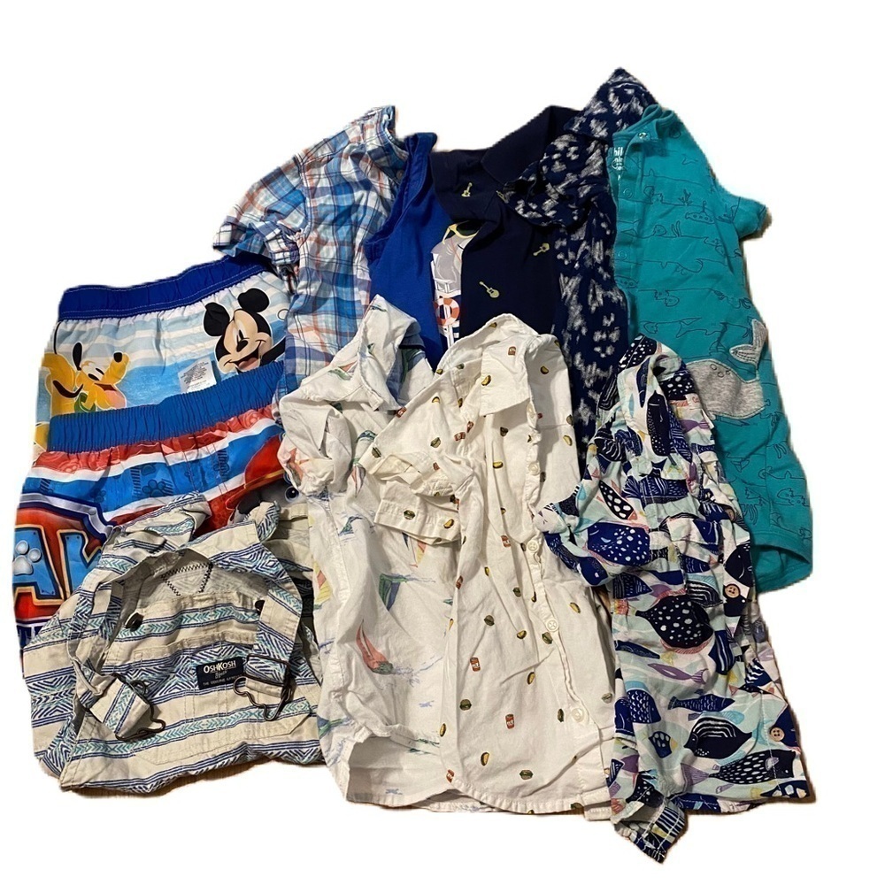 24 mos 2T Clothing Bundle Swim Trunk Oshkosh Shortalls Overalls Button Down